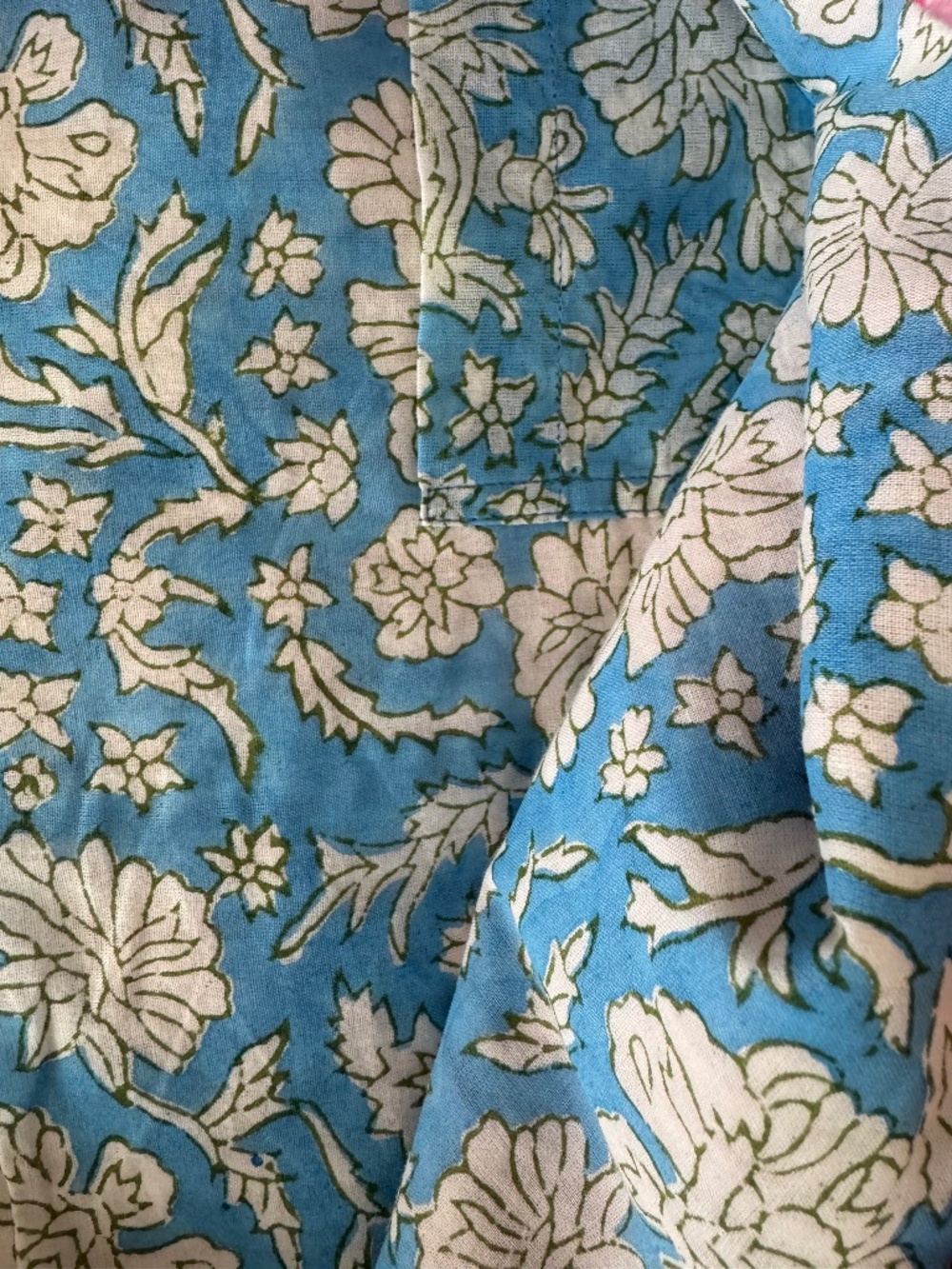 NWT SZ BLOCKPRINTS OVERSIZED COTTON CANVAS TOTE PINK/BLUE - Picture 10 of 13